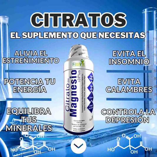 😴CITRATO DE MAGNESIO S3-PLUS X 1.000 ML FITOVIT🪶