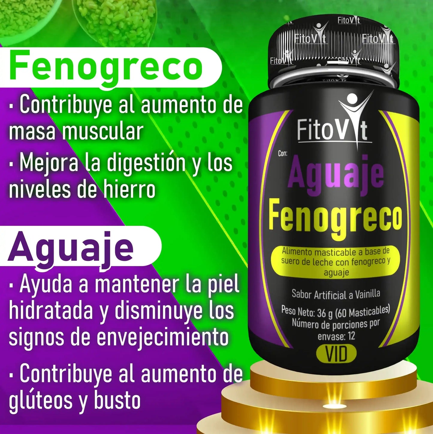 AGUAJE Y FENOGRECO 🍑Tonifica resaltando Cola y Busto🍒