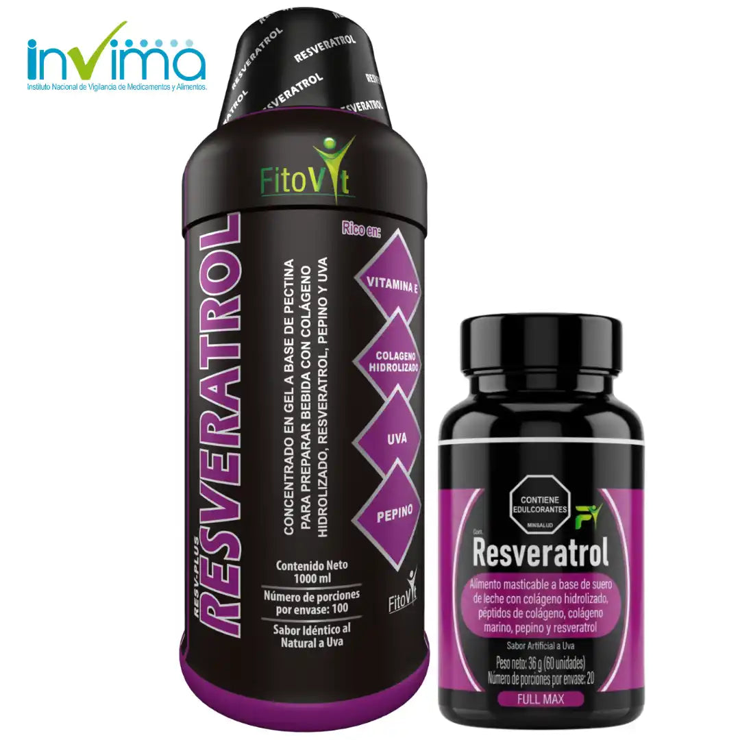 👵🏼Combo Resveratrol 1000 Mililitros + 60 Pastillas👧🏻
