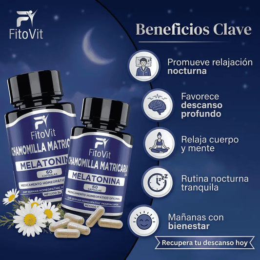 🌙 MELATONINA + CHAMOMILLA MATRICARIA FITOVIT x60 CAP 😴