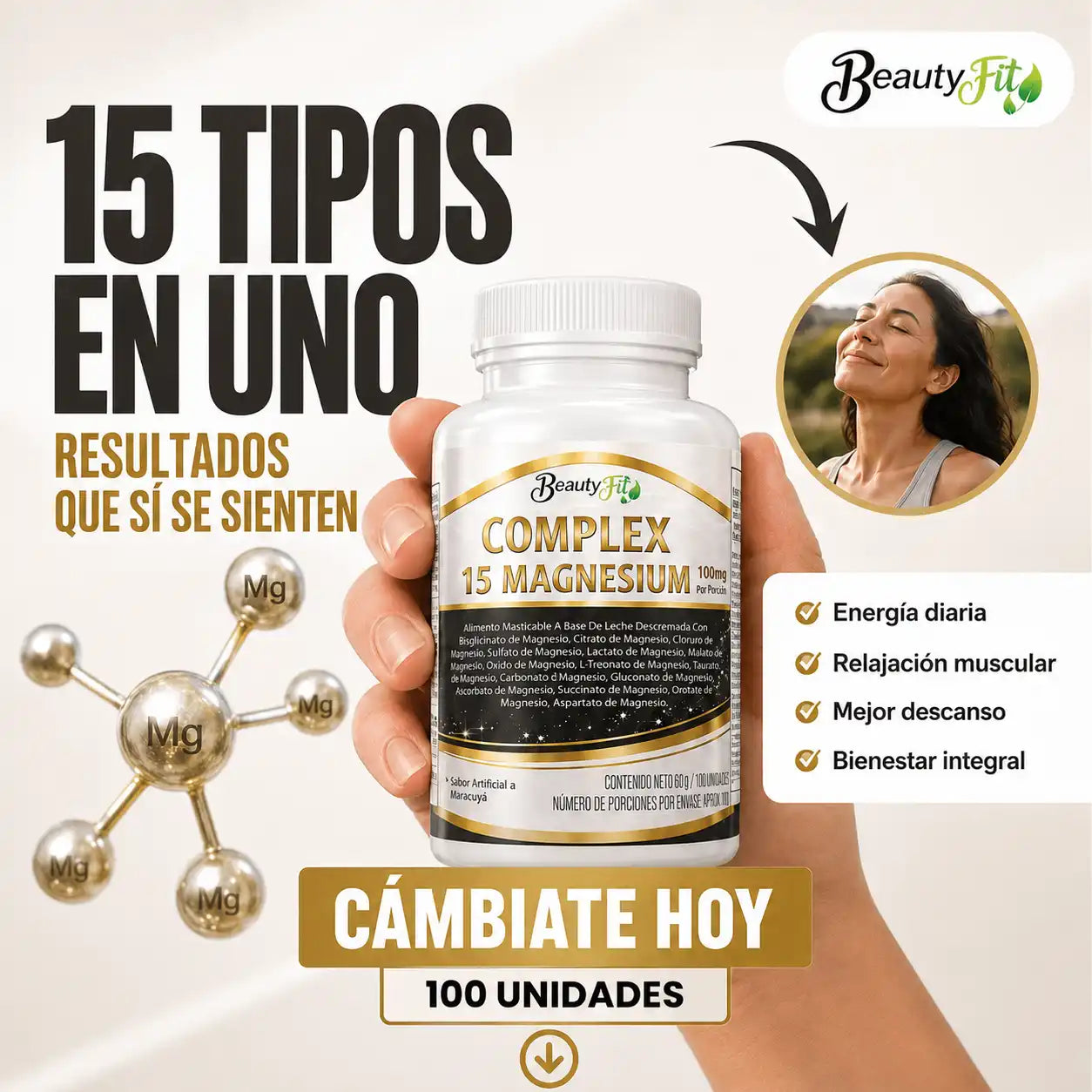 💜COMPLEX 15 MAGNESIUM X100UND PASTILLAS MASTICABLES🌙