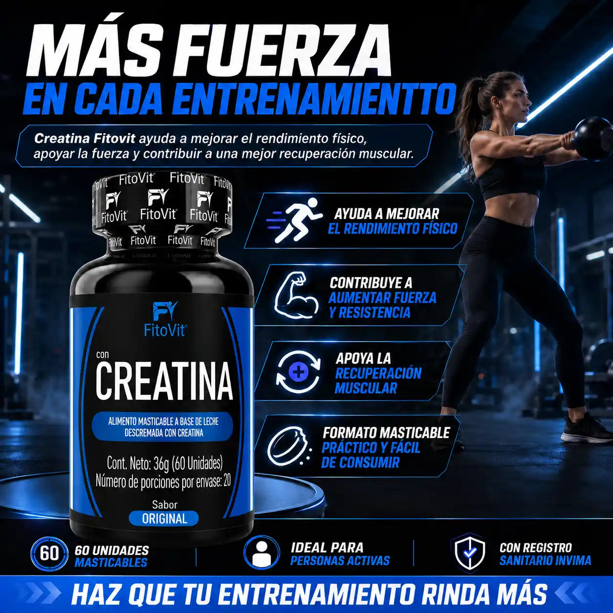 ⚡ Creatina - 60 pastillas💪
