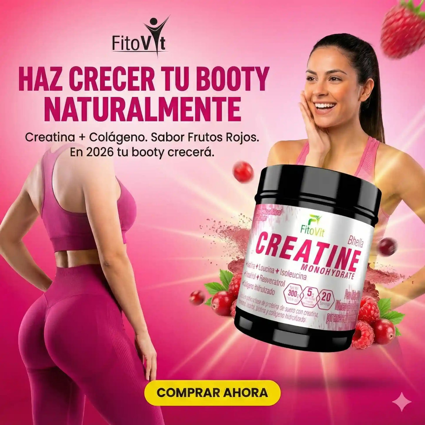 🍑MUJER CREATINA MONOHIDRATADA 300GR FITOVIT💪