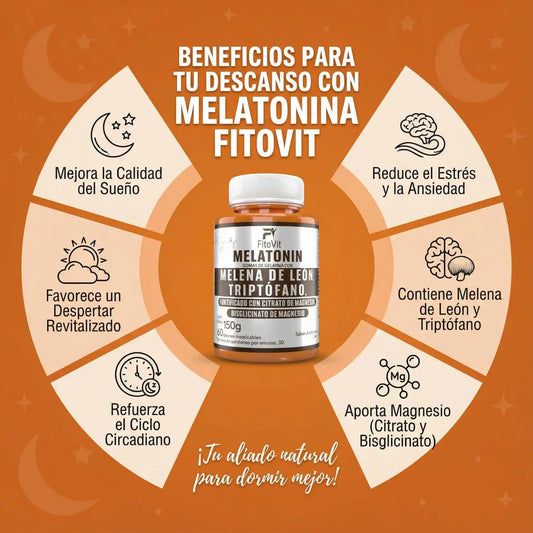 🧠MELATONINA + MELENA DE LEON + TRIPTOFANO GOMITAS FITOVIT X60😴