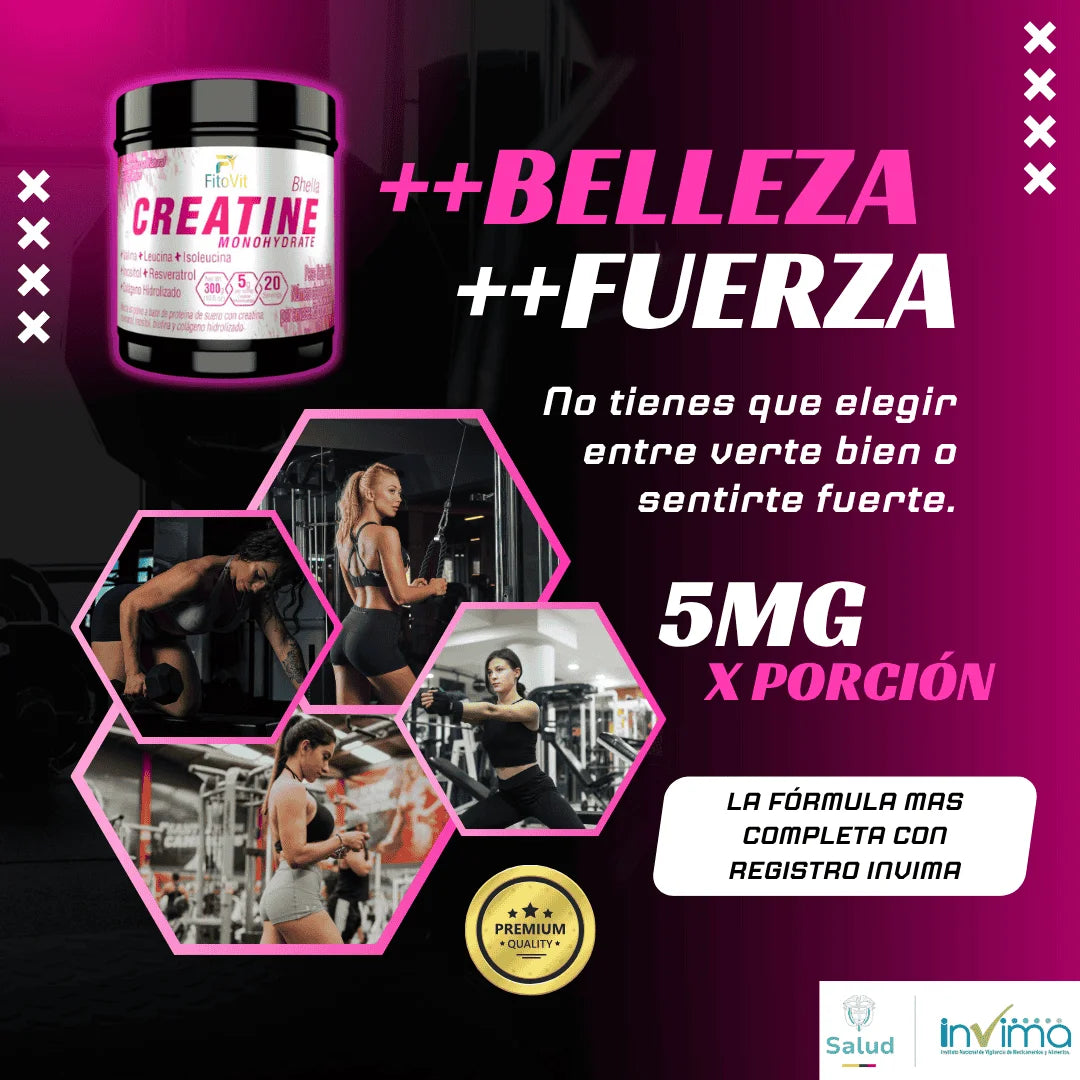 🍑MUJER CREATINA MONOHIDRATADA 300GR FITOVIT💪