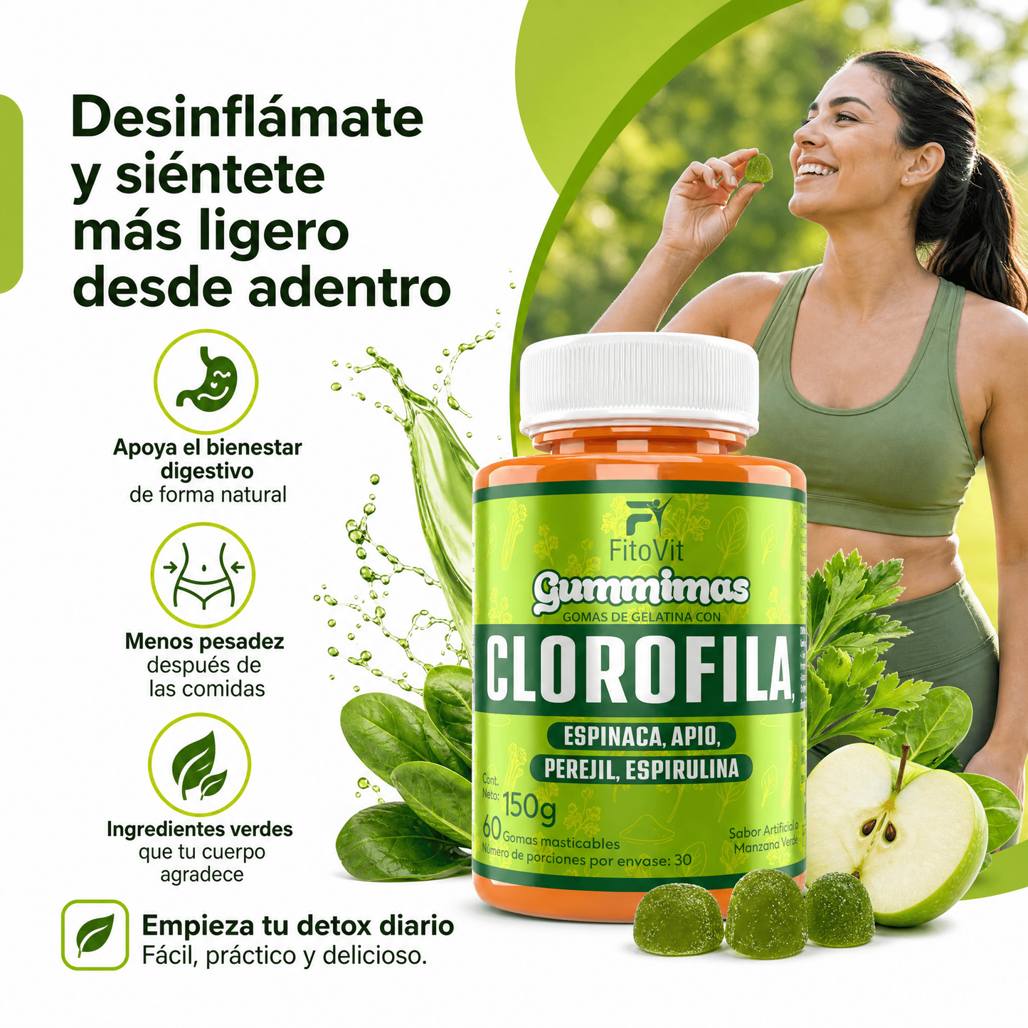 🌿CLOROFILA GOMITAS FITOVIT X60UND♻️