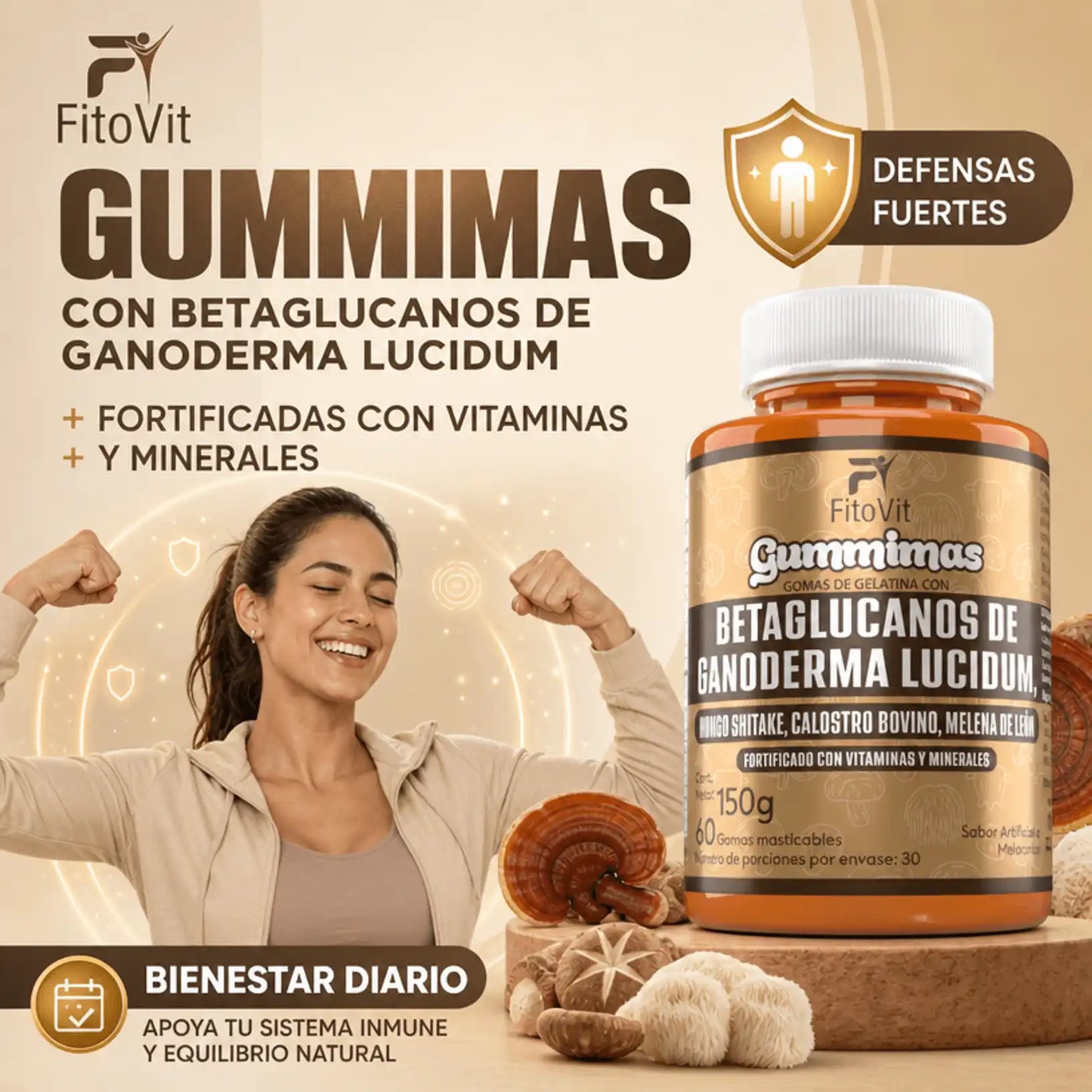 🍄BETAGLUCANOS DE GANODERMA LUCIDUM GOMITAS X60UND💪
