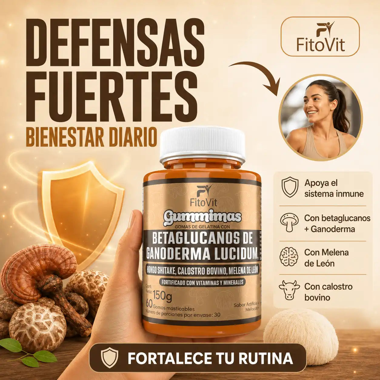 🍄BETAGLUCANOS DE GANODERMA LUCIDUM GOMITAS X60UND💪