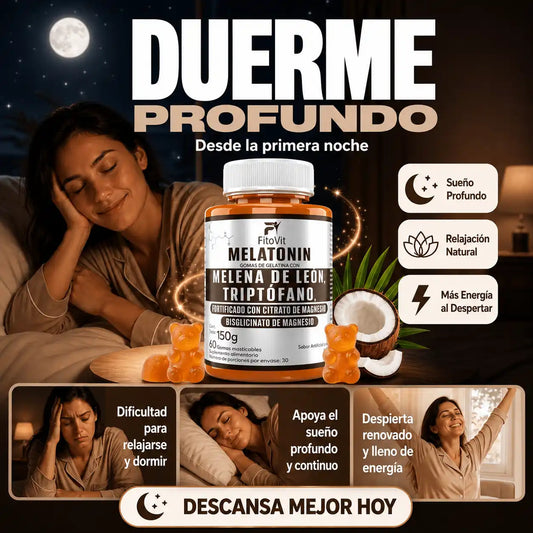 🧠MELATONINA + MELENA DE LEON + TRIPTOFANO GOMITAS FITOVIT X60😴