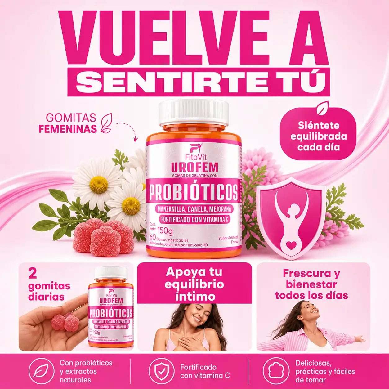 🌸 UROFEM PROBIOTICOS FITOVIT x60 GOMAS 🌸