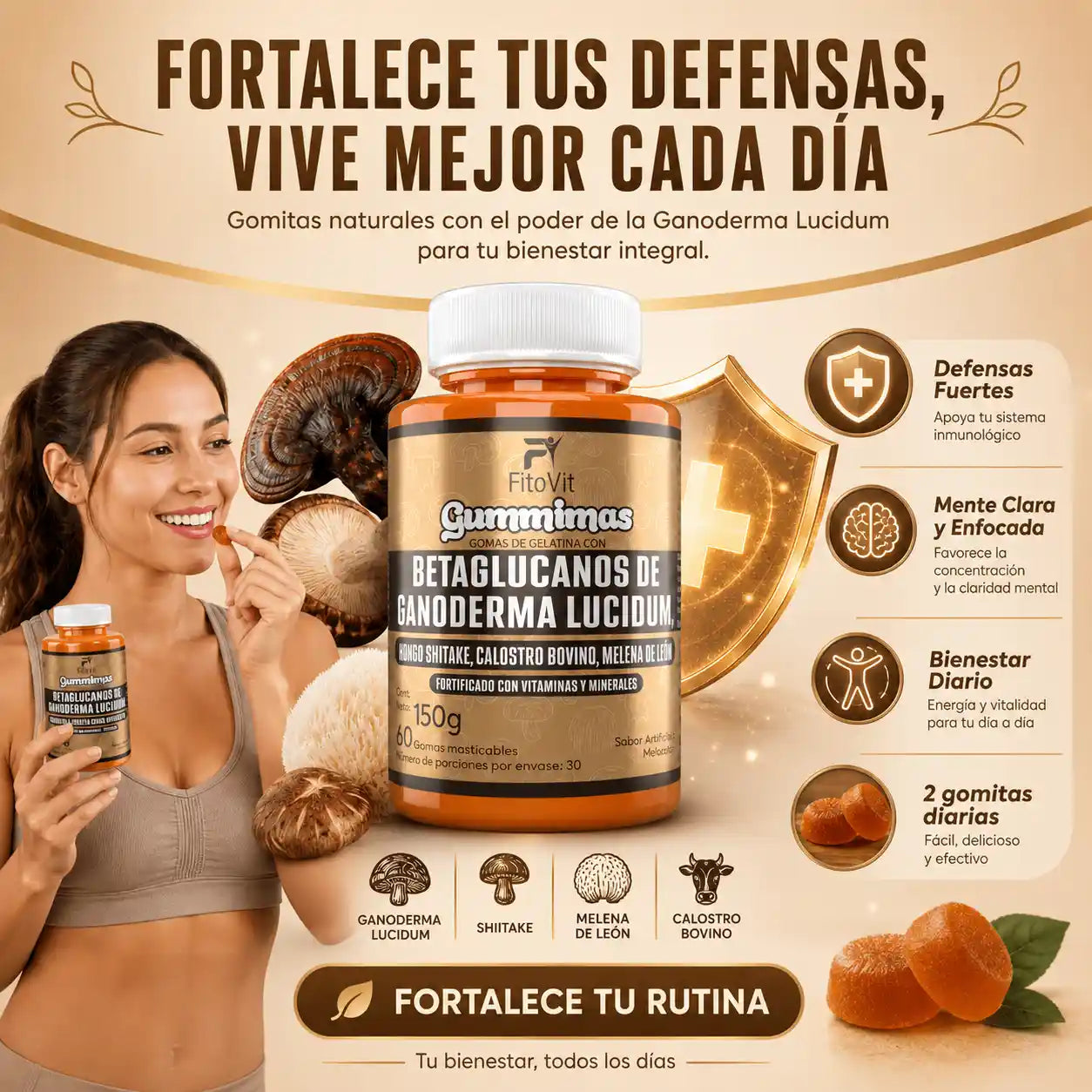 🍄BETAGLUCANOS DE GANODERMA LUCIDUM GOMITAS X60UND💪