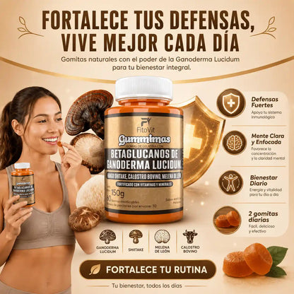 🍄BETAGLUCANOS DE GANODERMA LUCIDUM GOMITAS X60UND💪