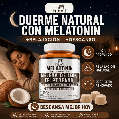 🧠MELATONINA + MELENA DE LEON + TRIPTOFANO GOMITAS FITOVIT X60😴