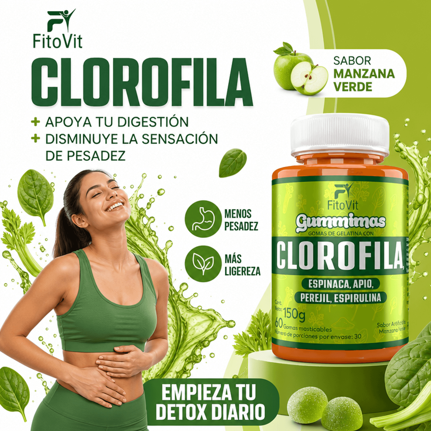 🌿CLOROFILA GOMITAS FITOVIT X60UND♻️
