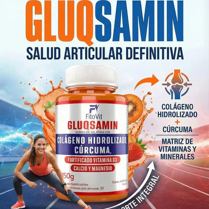 🏃‍♂️GLUQSAMIN + Colágeno Hidrolizado + Cúrcuma Fitovit x60 gomitas🦴