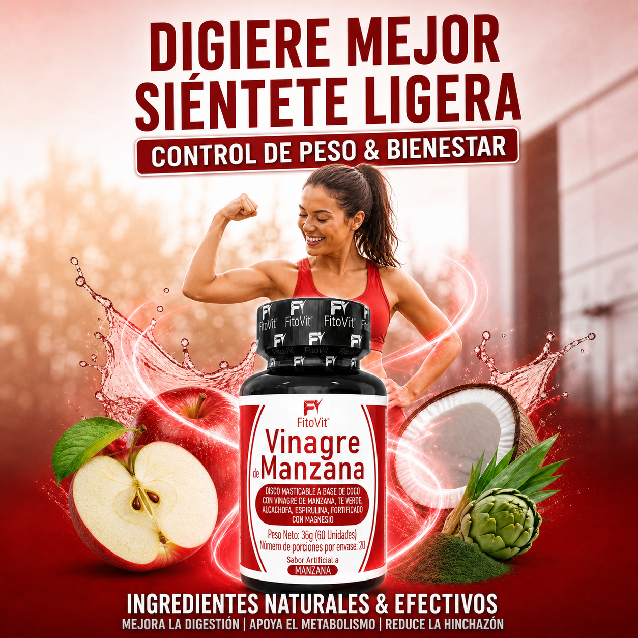 🍎Vinagre de Manzana - 60 Discos🌿