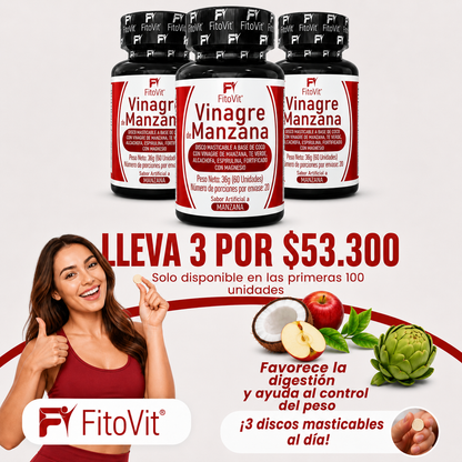 🍎Vinagre de Manzana - 60 Discos🌿