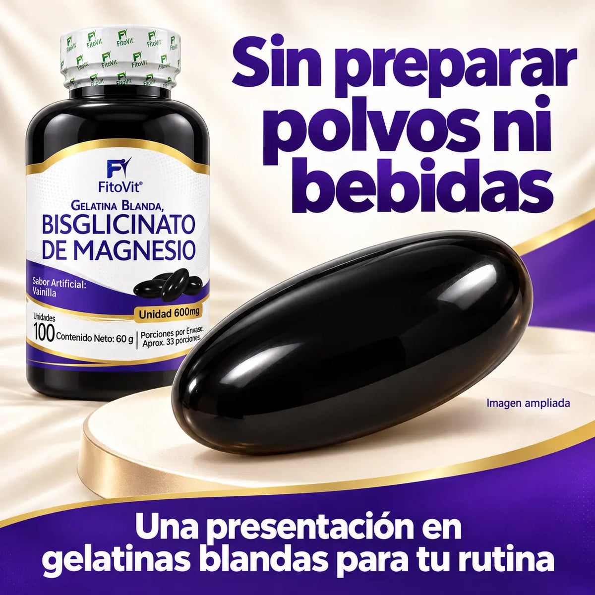 💤 Bisglicinato de Magnesio - 100 gelatinas blandas 💪