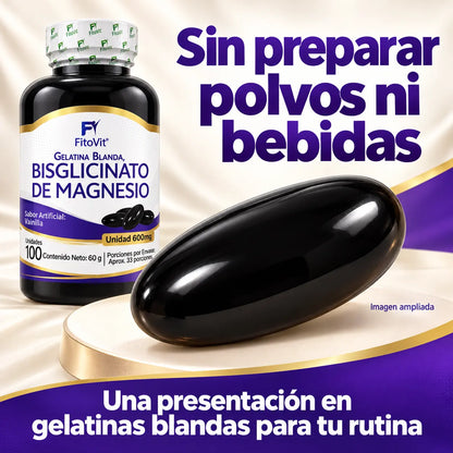 💤 Bisglicinato de Magnesio - 100 gelatinas blandas 💪