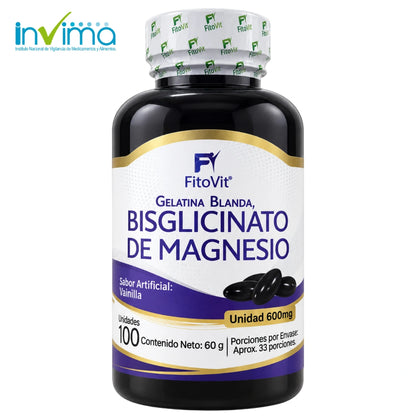 💤 Bisglicinato de Magnesio - 100 gelatinas blandas 💪