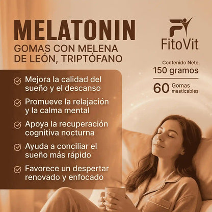 🧠MELATONINA + MELENA DE LEON + TRIPTOFANO GOMITAS FITOVIT X60😴