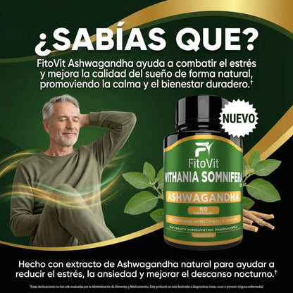 🧠😣ASHWAGANDHA X60 CAPSULAS FITOVIT⚡😴