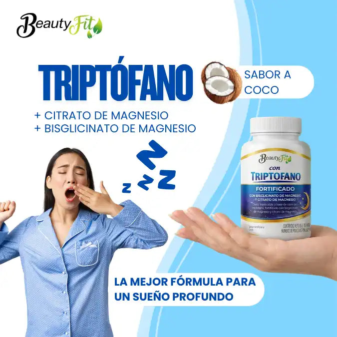 🥥TRIPTOFANO + MAGNESIO BEAUTYFIT X100UND PASTILLAS MASTICABLES🌙