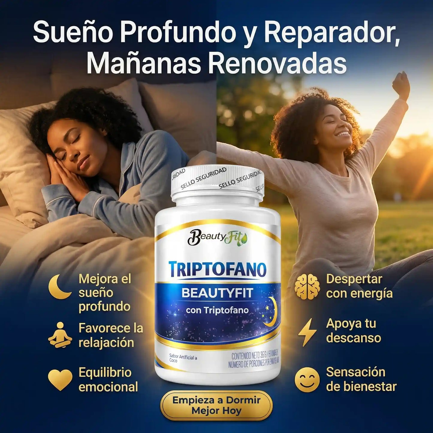 🥥TRIPTOFANO + MAGNESIO BEAUTYFIT X100UND PASTILLAS MASTICABLES🌙