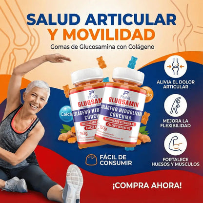 🏃‍♂️GLUQSAMIN + Colágeno Hidrolizado + Cúrcuma Fitovit x60 gomitas🦴
