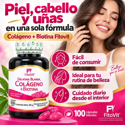 ✨Colageno + Biotina - 100 Gelatinas Blandas💇♀️