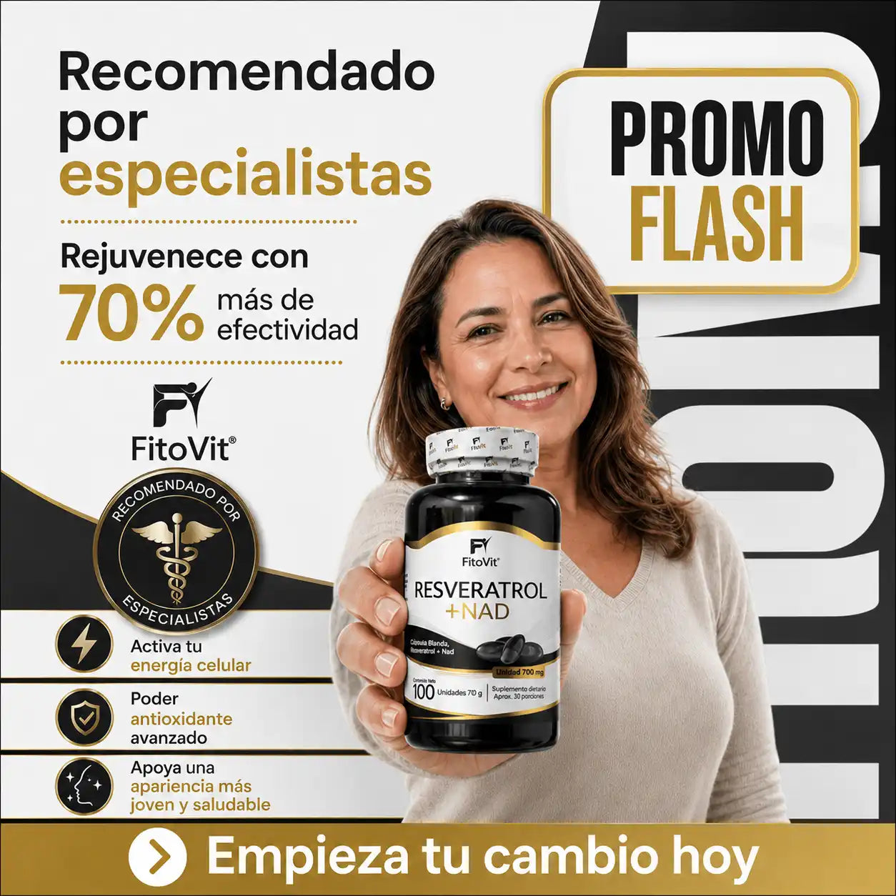 🧬RESVERATROL + NAD FITOVIT X100 UND (SOFTGEL) GELATINA BLANDA✨