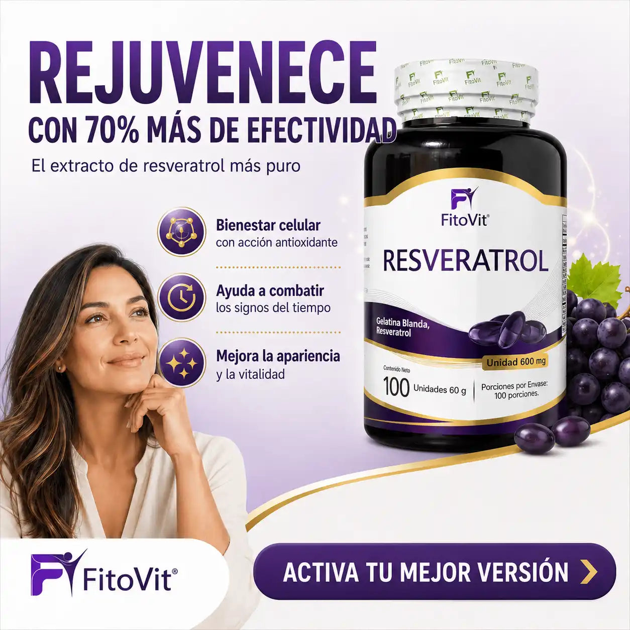 🍇RESVERATROL FITOVIT X100 (SOFTGEL) CÁPSULAS BLANDAS✨