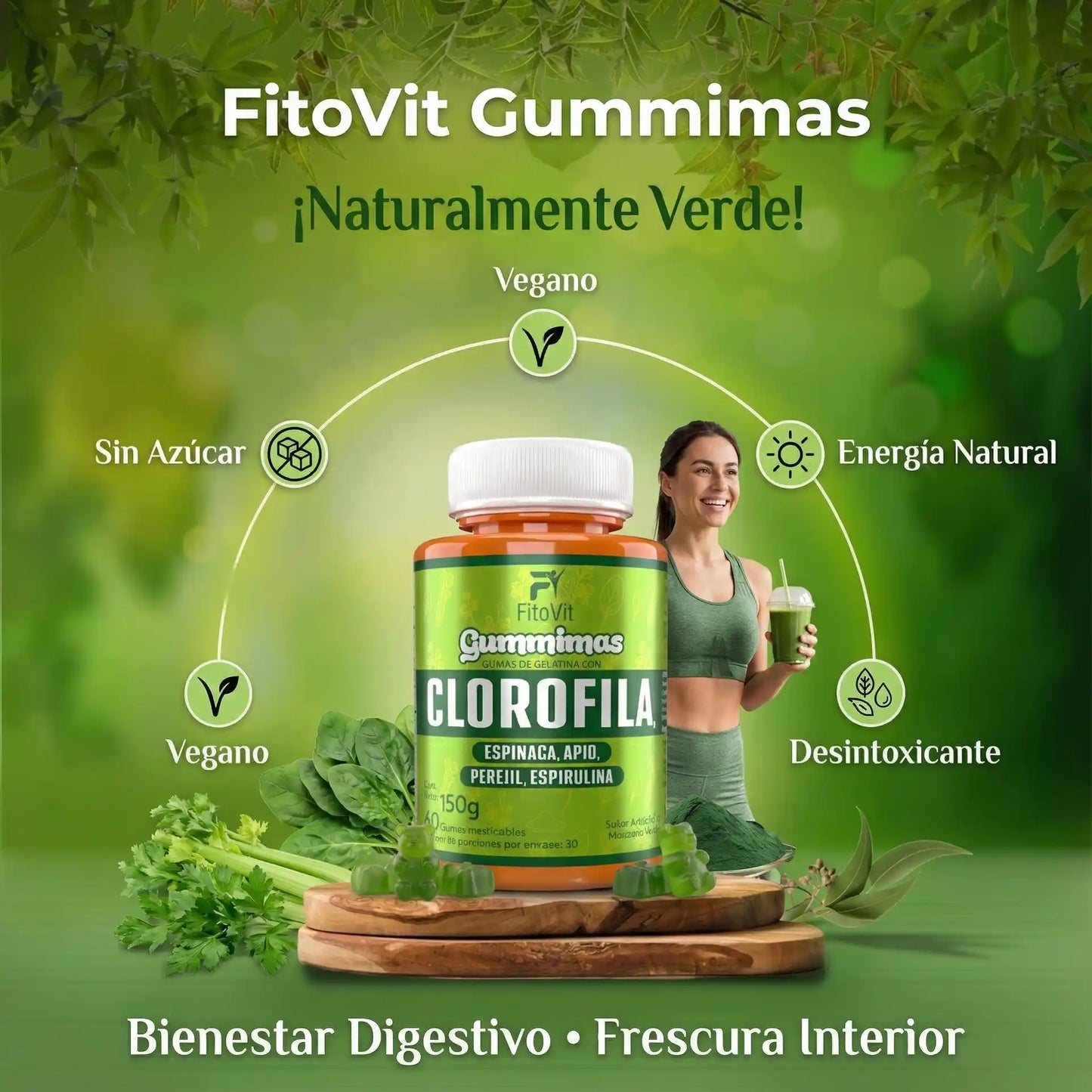 🌿CLOROFILA GOMITAS FITOVIT X60UND♻️