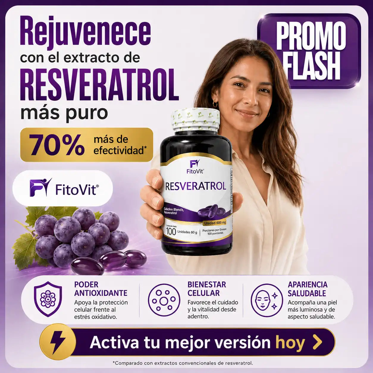 🍇RESVERATROL FITOVIT X100 (SOFTGEL) CÁPSULAS BLANDAS✨