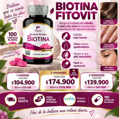 💇♀️ Biotina - 100 Gelatinas Blandas✨