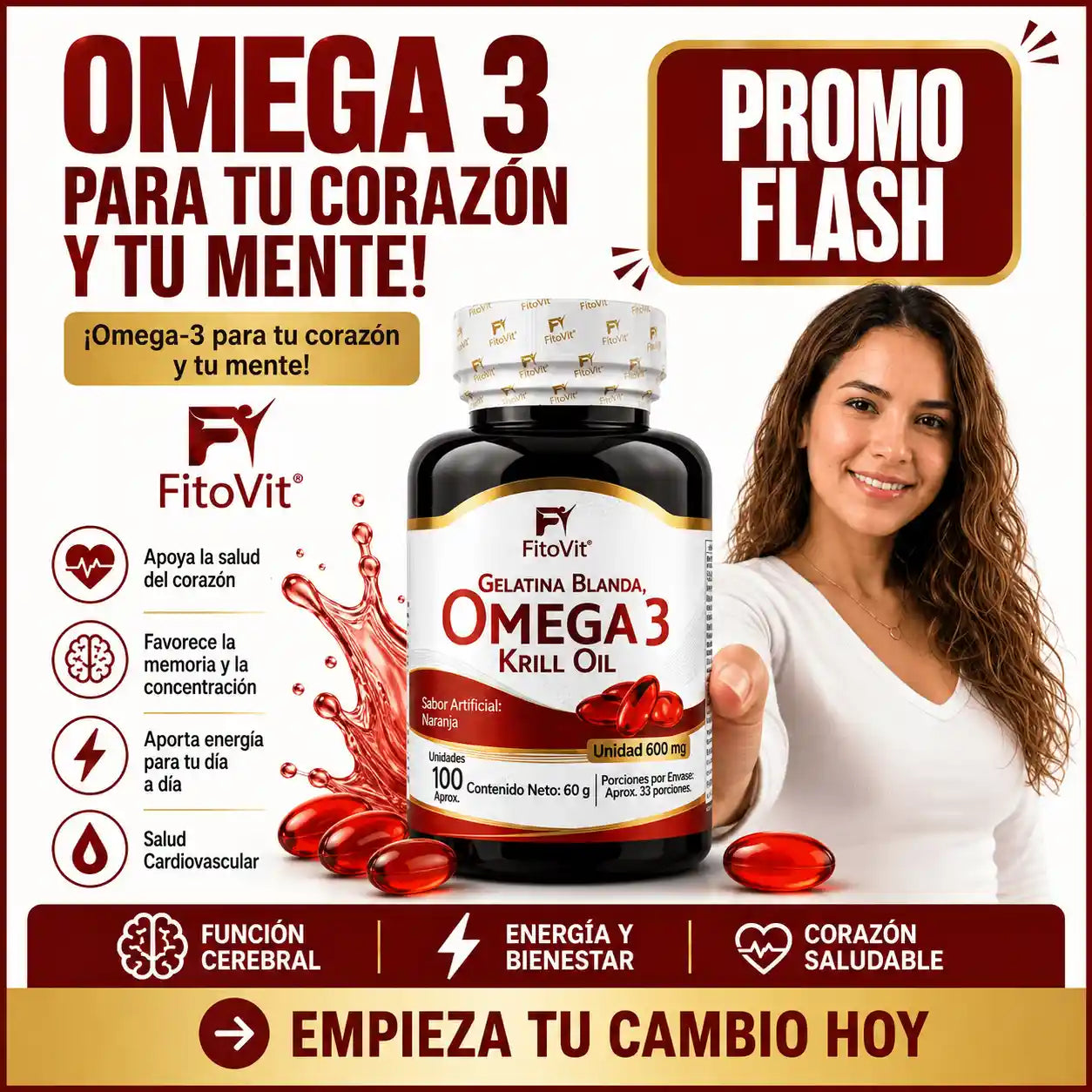 🐟OMEGA 3 FITOVIT X100UND (SOFTGEL) GELATINA BLANDA❤️