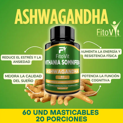 🧠😣ASHWAGANDHA X60 CAPSULAS FITOVIT⚡😴