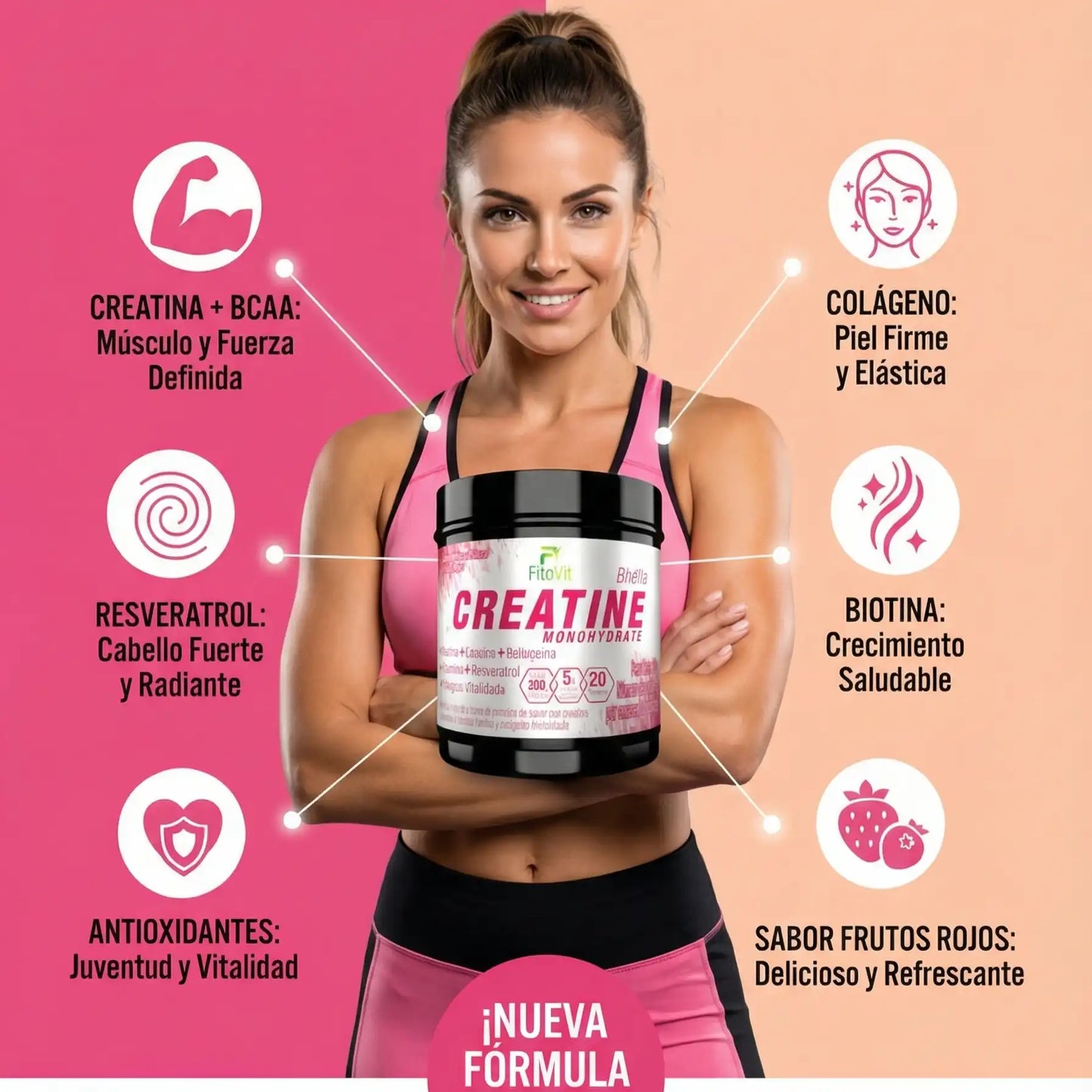 🍑MUJER CREATINA MONOHIDRATADA 300GR FITOVIT💪