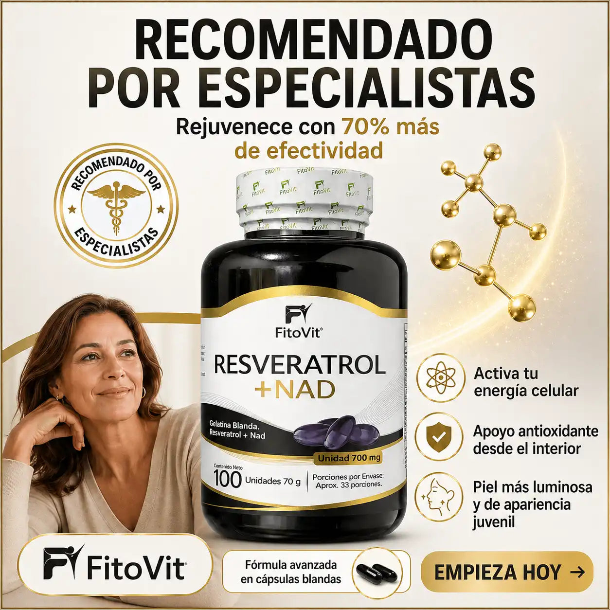 🧬RESVERATROL + NAD FITOVIT X100 UND (SOFTGEL) GELATINA BLANDA✨