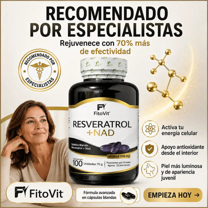 🧬RESVERATROL + NAD FITOVIT X100 UND (SOFTGEL) GELATINA BLANDA✨