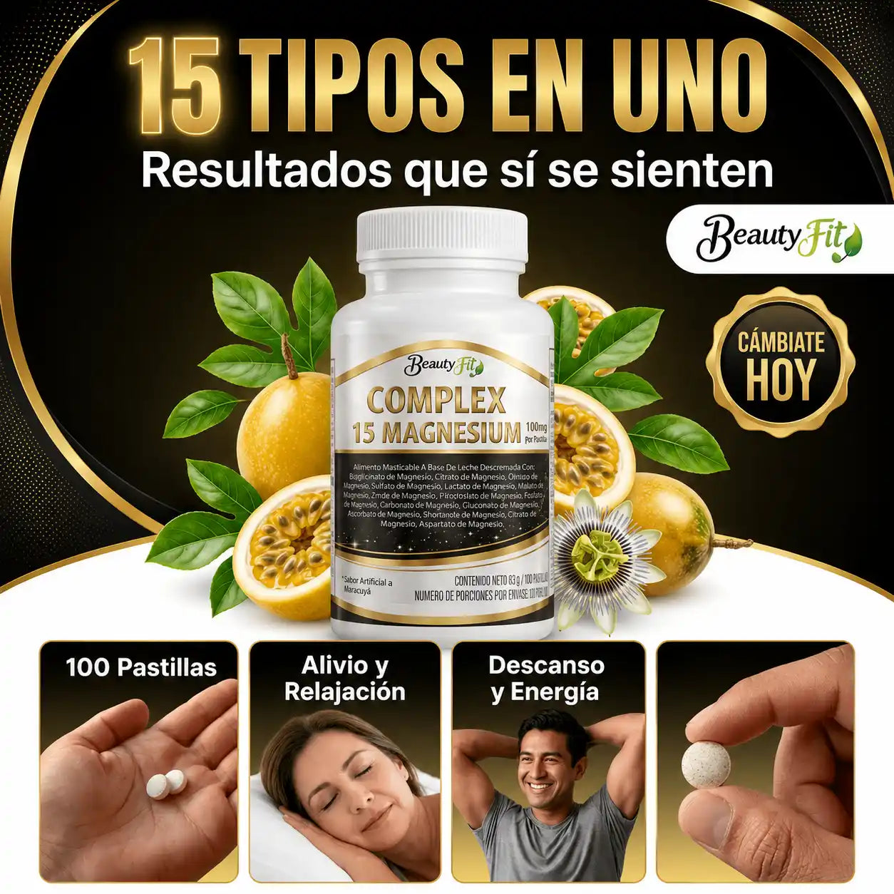 💜COMPLEX 15 MAGNESIUM X100UND PASTILLAS MASTICABLES🌙