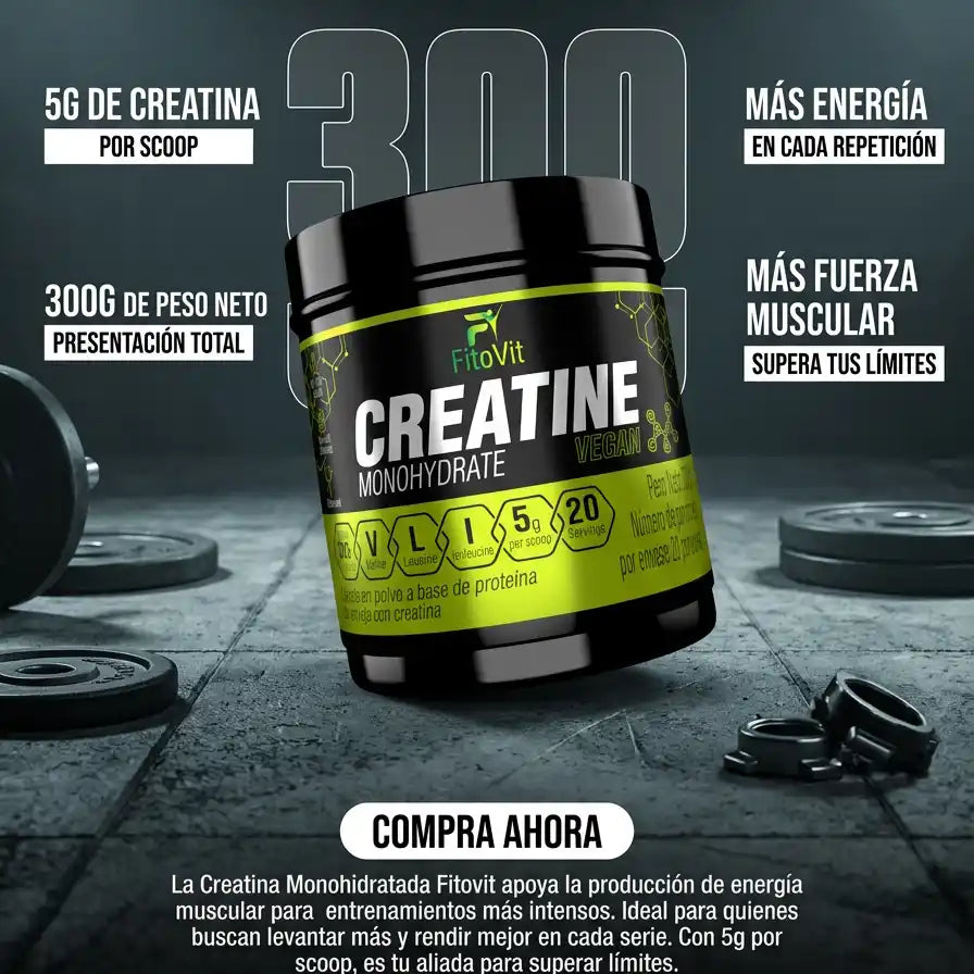 💪CREATINA MONOHIDRATADA X300GR FITOVIT⚡