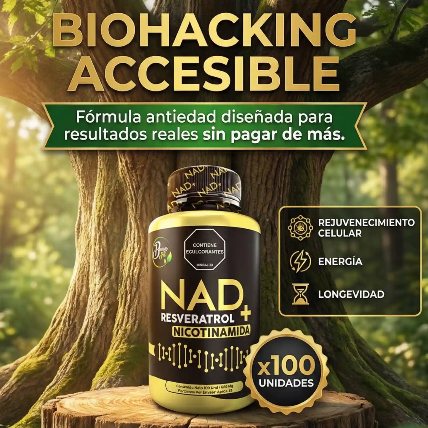 👩‍🦳NAD+RESVERATROL Y NICOTINAMIDA X100 UND BEAUTYFIT👧