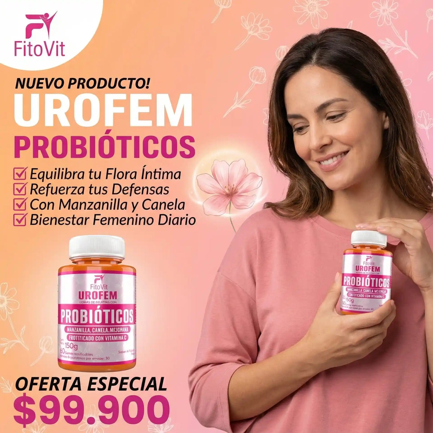 🌸 UROFEM Probióticos Fitovit x60 gomas 🌸