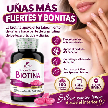 💇♀️ Biotina - 100 Gelatinas Blandas✨
