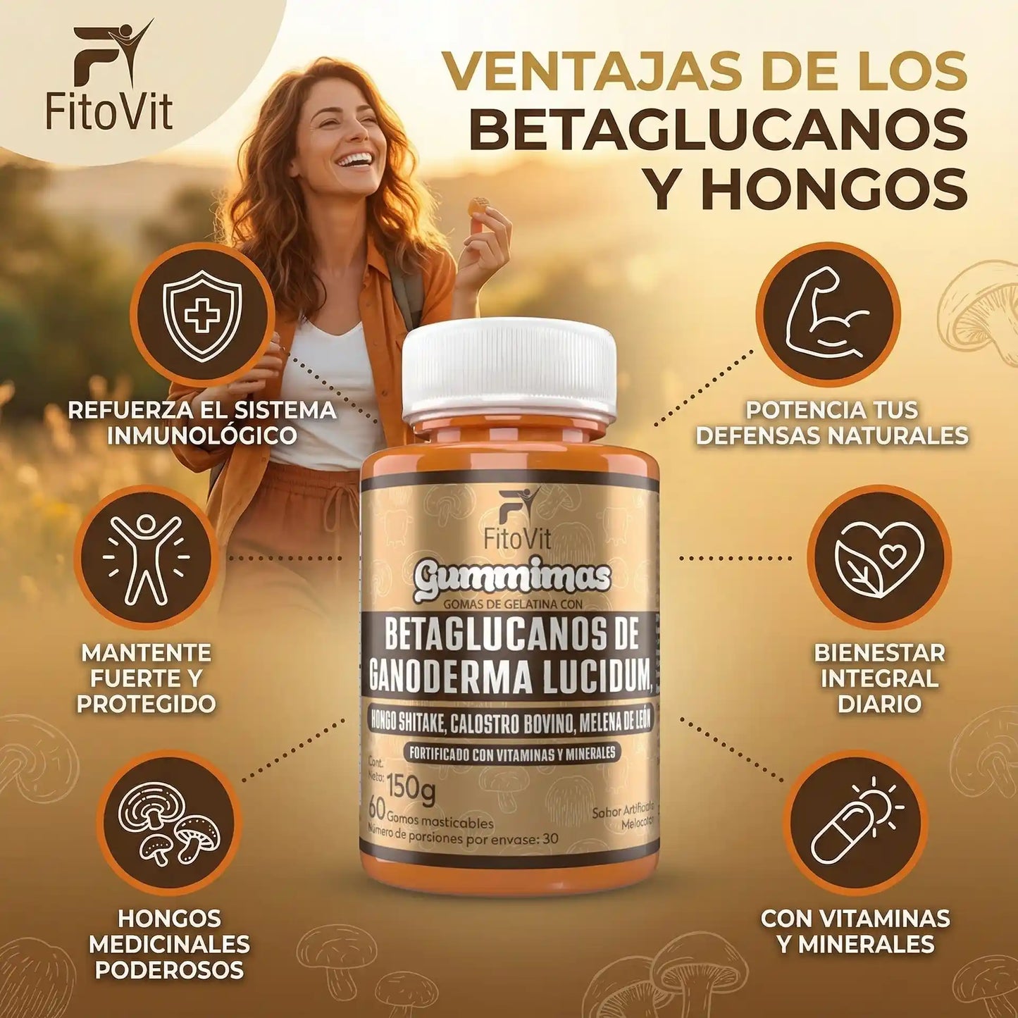 🍄BETAGLUCANOS DE GANODERMA LUCIDUM GOMITAS X60UND💪
