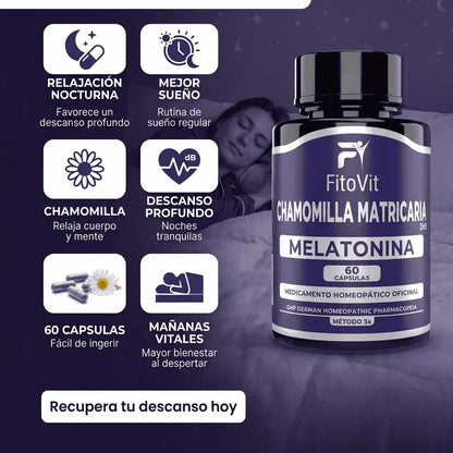 🌙 MELATONINA + CHAMOMILLA MATRICARIA FITOVIT x60 CAP 😴