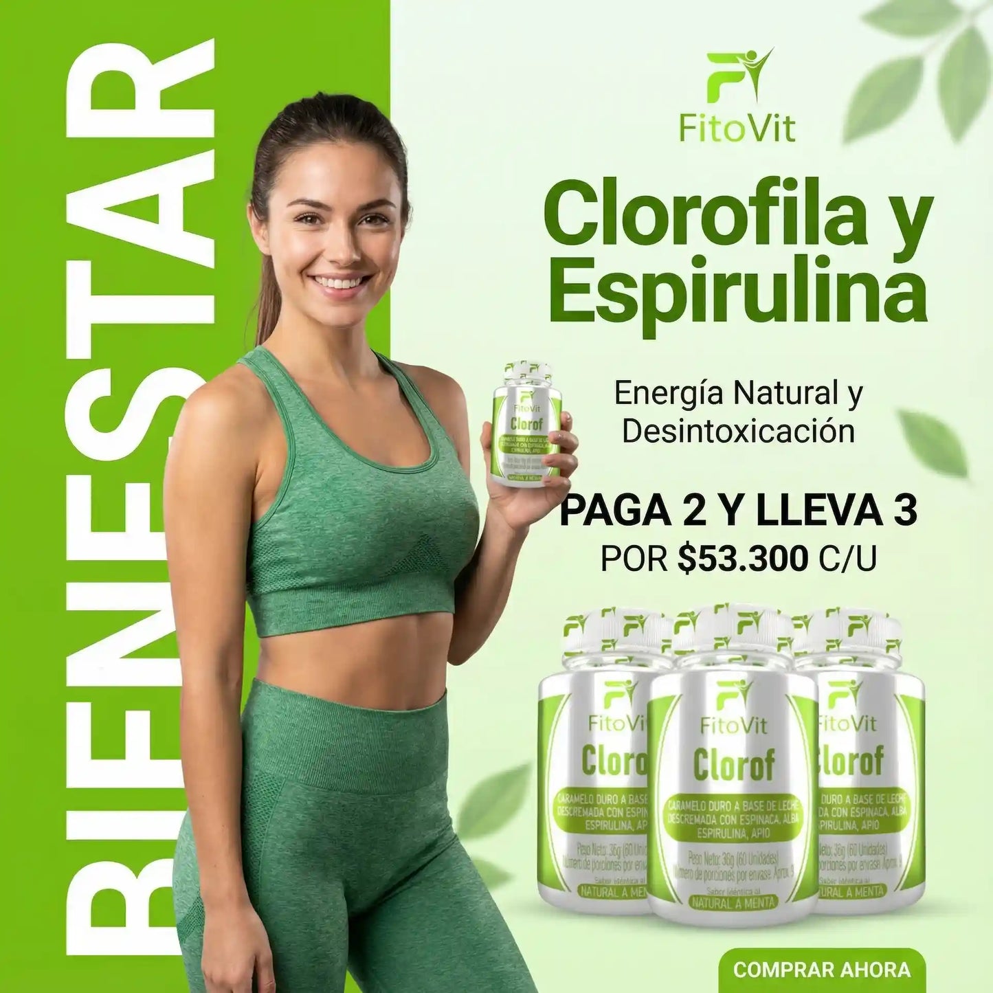 🍃CLOROFILA CARAMELO NATURAL X60 UND🍃