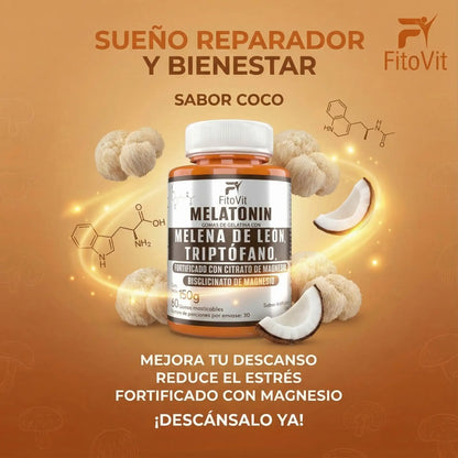 🧠MELATONINA + MELENA DE LEON + TRIPTOFANO GOMITAS FITOVIT X60😴
