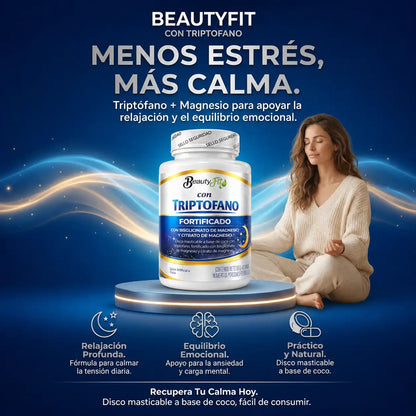 🥥TRIPTOFANO + MAGNESIO BEAUTYFIT X100UND PASTILLAS MASTICABLES🌙